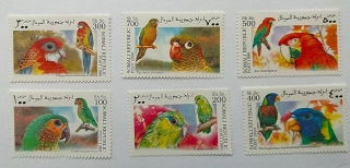 Sestava známek - Somali - papoušci