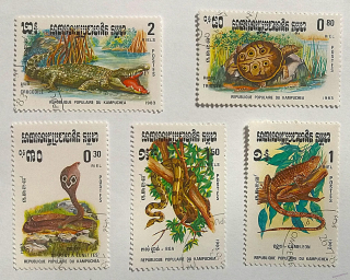Sestava známek - Cambodge - plazi