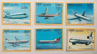 Sestava známek - Cambodge - letadla