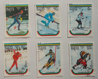 Sestava známek - R.P.Kampuchea - zimní sporty