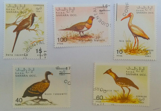 Sestava známek - Sahara - ptáci