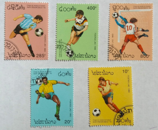 Sestava známek - Postes Lao - fotbal