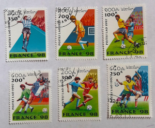 Sestava známek - Postes Lao - fotbal