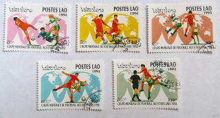 Sestava známek - Postes Lao - fotbal