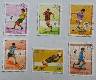 Sestava známek - Postes Lao - fotbal