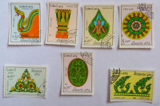Sestava známek - Postes Lao - umění