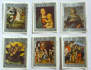 Sestava známek - Postes Lao - umění