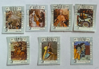 Sestava známek - Postes Lao - umění