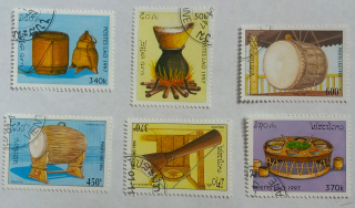 Sestava známek - Postes Lao - umění