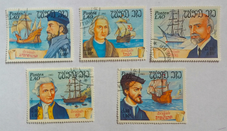 Sestava známek - Postes Lao - lodě