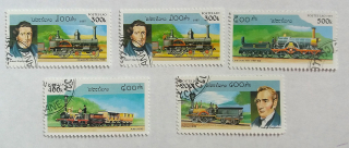 Sestava známek - Postes Lao - vlaky