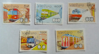 Sestava známek - Postes Lao - vlaky