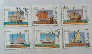 Sestava známek - Postes Lao - lodě