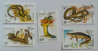 Sestava známek - Postes Lao - plazi