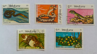 Sestava známek - Postes Lao - hadi