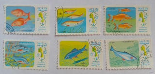 Sestava známek - Postes Lao - ryby