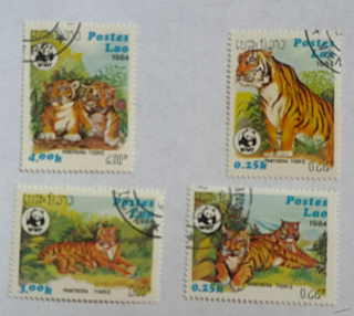 Sestava známek - Postes Lao - divoké kočky WWF