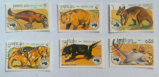 Sestava známek - Postes Lao - divoká fauna