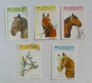 Sestava známek - Postes Lao - koně