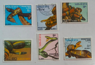 Sestava známek - Postes Lao - hadi
