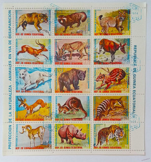Sestava známek - Guinea Ecuatorial - divoká fauna