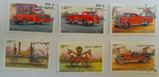 Sestava známek - Sahara - hasičská auta