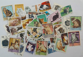Balíček známek - kočky - 55 ks