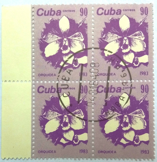 Čtyřblok známek Cuba, razítko - květiny