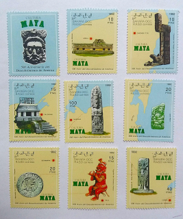 Sestava známek - Sahara - Mayská kultura - čisté